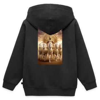 Göttlicher Wagen der Sonne - Kinder Premium Organic Zip Hoodie - Schwarz - Hinten - AI Model Kid Male (0cm)