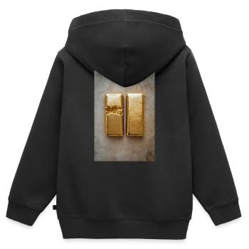 Transformation de l’or - Sweat Premium à capuche zippé enfant bio - noir - Dos - AI Model Kid Male (0cm)