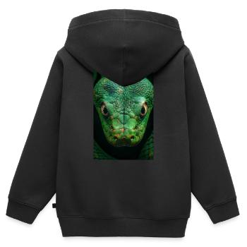 Hypnotischer grüner Schlangenblick - Kinder Premium Organic Zip Hoodie - Schwarz - Hinten - AI Model Kid Male (0cm)