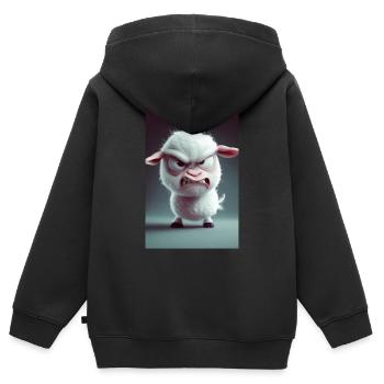Furious Cartoon Sheep Rage - Kids Premium Organic Zip-up Hoodie - black - Back - AI Model Kid Male (0cm)