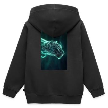 Jaguar der elektrischen Geschwindigkeit - Kinder Premium Organic Zip Hoodie - Schwarz - Hinten - AI Model Kid Male (0cm)