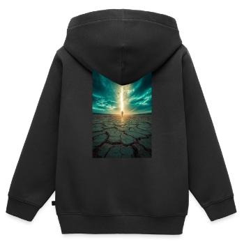Vom Licht auserwählt - Kinder Premium Organic Zip Hoodie - Schwarz - Hinten - AI Model Kid Male (0cm)