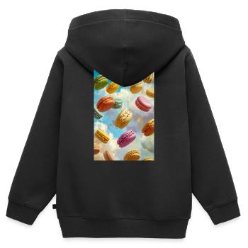 Bunte Macarons am Himmel - Kinder Premium Organic Zip Hoodie - Schwarz - Hinten - AI Model Kid Male (0cm)