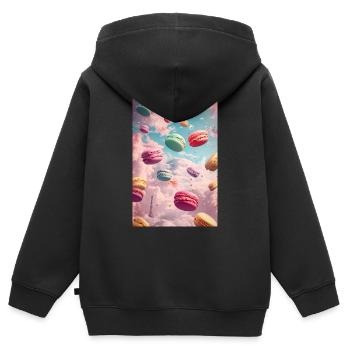 Macaron Parisien Dreamscape - Sweat Premium à capuche zippé enfant bio - noir - Dos - AI Model Kid Male (0cm)