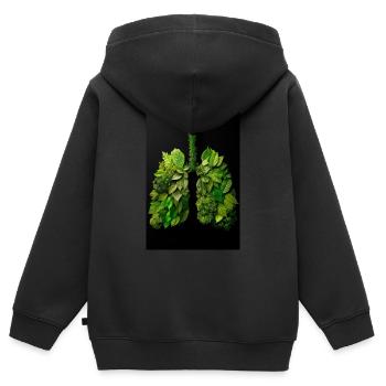 Poumons verts de la nature - Sweat Premium à capuche zippé enfant bio - noir - Dos - AI Model Kid Male (0cm)