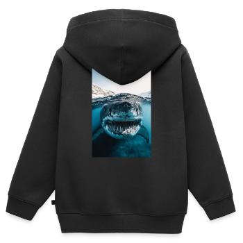 Mega Shark Nahbegegnung - Kinder Premium Organic Zip Hoodie - Schwarz - Hinten - AI Model Kid Male (0cm)