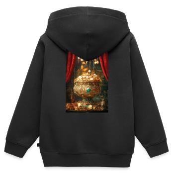 Königlicher Schatz quillt über - Kinder Premium Organic Zip Hoodie - Schwarz - Hinten - AI Model Kid Male (0cm)