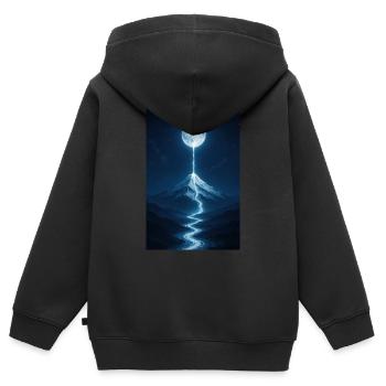 Fluss des Lichts vom Mond - Kinder Premium Organic Zip Hoodie - Schwarz - Hinten - AI Model Kid Male (0cm)