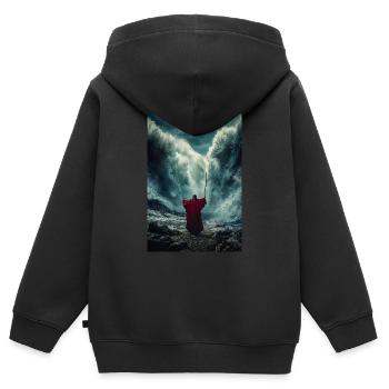 Séparer la mer avec la puissance - Sweat Premium à capuche zippé enfant bio - noir - Dos - AI Model Kid Male (0cm)