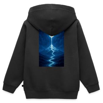 Mondschein Fluss aus der Luft - Kinder Premium Organic Zip Hoodie - Schwarz - Hinten - AI Model Kid Male (0cm)