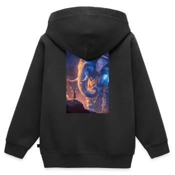 Himmlischer Elefant Wächter - Kinder Premium Organic Zip Hoodie - Schwarz - Hinten - AI Model Kid Male (0cm)