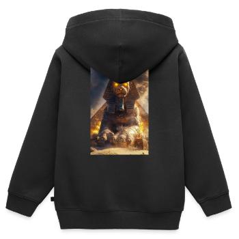 Sphinx de feu éveillé - Sweat Premium à capuche zippé enfant bio - noir - Dos - AI Model Kid Male (0cm)