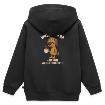 La volonté était là café lundi - Sweat Premium à capuche zippé enfant bio - noir - Dos - AI Model Kid Male (0cm)
