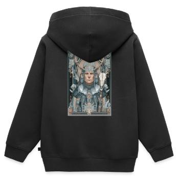 Geweih-Krieger Jugendstil - Kinder Premium Organic Zip Hoodie - Schwarz - Hinten - AI Model Kid Male (0cm)