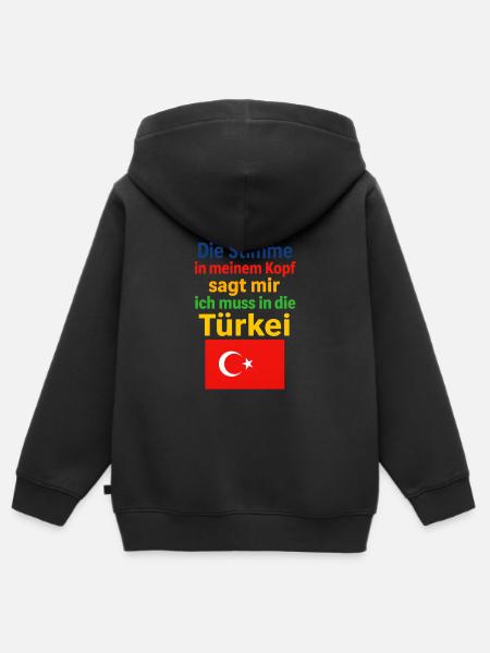 Türkei - Kinder Premium Organic Zip Hoodie - Schwarz