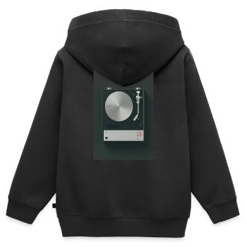 Minimalistischer Retro-Plattenspieler - Kinder Premium Organic Zip Hoodie - Schwarz - Hinten - AI Model Kid Male (0cm)