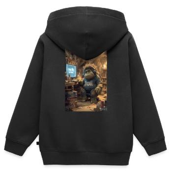 Un troll sur Internet est banni - Sweat Premium à capuche zippé enfant bio - noir - Dos - AI Model Kid Male (0cm)