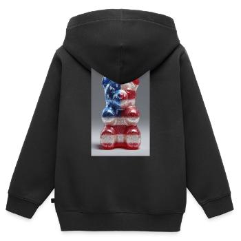 Gummibärchen mit amerikanischer Flagge - Kinder Premium Organic Zip Hoodie - Schwarz - Hinten - AI Model Kid Male (0cm)