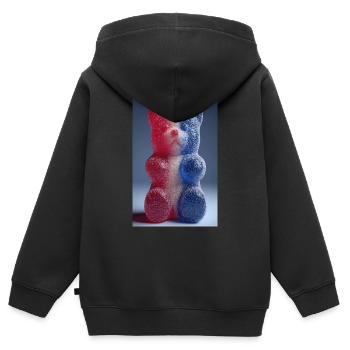 Gummibärchen mit französischer Flagge - Kinder Premium Organic Zip Hoodie - Schwarz - Hinten - AI Model Kid Male (0cm)