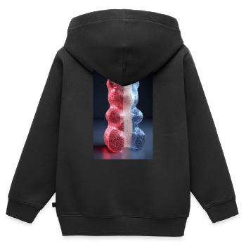 Französisches Gummibärchen mit Glitzer - Kinder Premium Organic Zip Hoodie - Schwarz - Hinten - AI Model Kid Male (0cm)