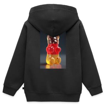 Transparentes deutsches Gummibärchen - Kinder Premium Organic Zip Hoodie - Schwarz - Hinten - AI Model Kid Male (0cm)