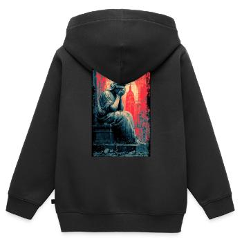 Weinende Freiheitsstatue - Kinder Premium Organic Zip Hoodie - Schwarz - Hinten - AI Model Kid Male (0cm)
