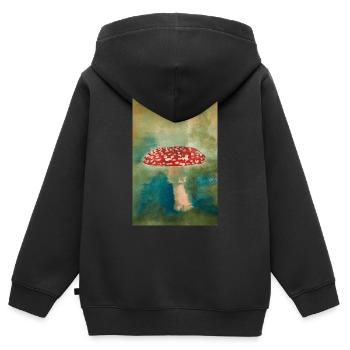Fliegenpilz - Kinder Premium Organic Zip Hoodie - Schwarz - Hinten - AI Model Kid Male (0cm)