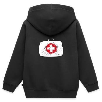 Medizin Koffer Farbe Anpassbar Skizze - Kinder Premium Organic Zip Hoodie - Schwarz - Hinten - AI Model Kid Male (0cm)