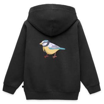 Blaumeise - Kinder Premium Organic Zip Hoodie - Schwarz - Hinten - AI Model Kid Male (0cm)