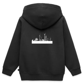 moulin à vent - Sweat Premium à capuche zippé enfant bio - noir - Dos - AI Model Kid Male (0cm)