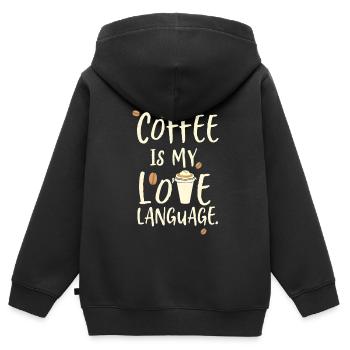 kaffee ist meine liebes sprache - Kinder Premium Organic Zip Hoodie - Schwarz - Hinten - AI Model Kid Male (0cm)