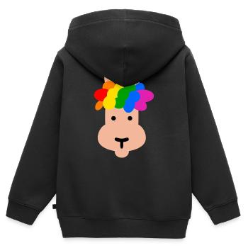 Lama mit Regenbogen Frisur - Kinder Premium Organic Zip Hoodie - Schwarz - Hinten - AI Model Kid Male (0cm)