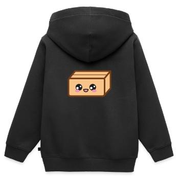 Karton Verpackung Umzug - Kinder Premium Organic Zip Hoodie - Schwarz - Hinten - AI Model Kid Male (0cm)