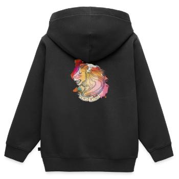 watercolor lion - Kids Premium Organic Zip-up Hoodie - black - Back - AI Model Kid Male (0cm)