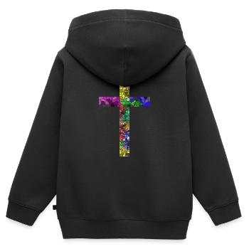 Kreuz Jesus Gott Religion Kirche Papst Vatikan - Kinder Premium Organic Zip Hoodie - Schwarz - Hinten - AI Model Kid Male (0cm)