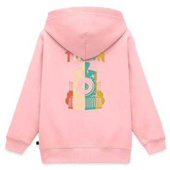 Train - Kinder Premium Organic Zip Hoodie - Rosa - Hinten - AI Model Kid Female (0cm)