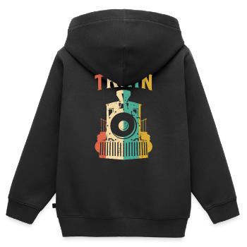 train - Sweat Premium à capuche zippé enfant bio - noir - Dos - AI Model Kid Male (0cm)