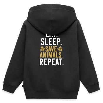 Vegan Veganer Veganerin Repeat - Kinder Premium Organic Zip Hoodie - Schwarz - Hinten - AI Model Kid Male (0cm)