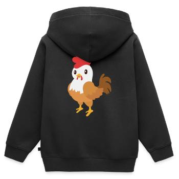 Rooster - Kids Premium Organic Zip-up Hoodie - black - Back - AI Model Kid Male (0cm)