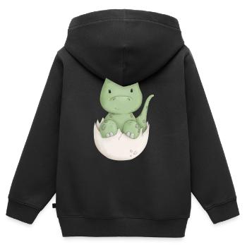 Dino Baby - Kinder Premium Organic Zip Hoodie - Schwarz - Hinten - AI Model Kid Male (0cm)
