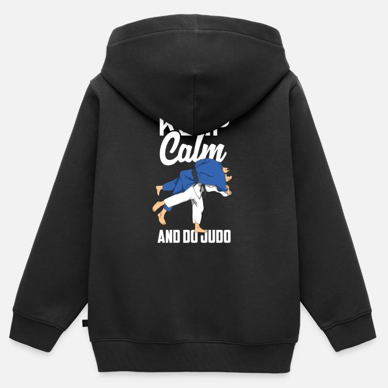 Judo - Sweat Premium à capuche zippé enfant bio - noir