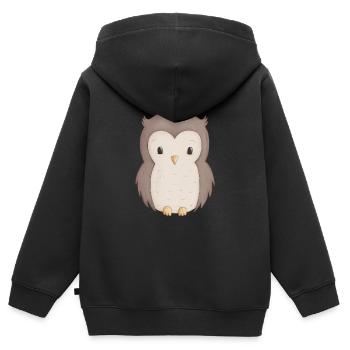 Eule - Kinder Premium Organic Zip Hoodie - Schwarz - Hinten - AI Model Kid Male (0cm)