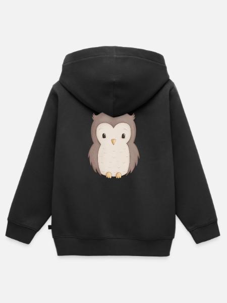 Eule - Kinder Premium Organic Zip Hoodie - Schwarz