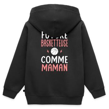 Future basketteuse - Comme maman - Cadeau humour - Sweat Premium à capuche zippé enfant bio - noir - Dos - AI Model Kid Male (0cm)