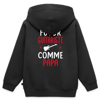 Futur guitariste - Comme papa - Cadeau humour - Sweat Premium à capuche zippé enfant bio - noir - Dos - AI Model Kid Male (0cm)