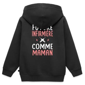 Future infirmière - Comme maman - Cadeau humour - Sweat Premium à capuche zippé enfant bio - noir - Dos - AI Model Kid Male (0cm)