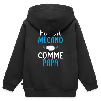 Futur mécano - Comme papa - Cadeau humour - Sweat Premium à capuche zippé enfant bio - noir - Dos - AI Model Kid Male (0cm)
