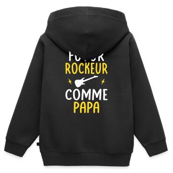 Futur rockeur - Comme papa - Cadeau humour - Sweat Premium à capuche zippé enfant bio - noir - Dos - AI Model Kid Male (0cm)