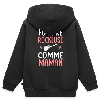 Future rockeuse - Comme maman - Cadeau humour - Sweat Premium à capuche zippé enfant bio - noir - Dos - AI Model Kid Male (0cm)