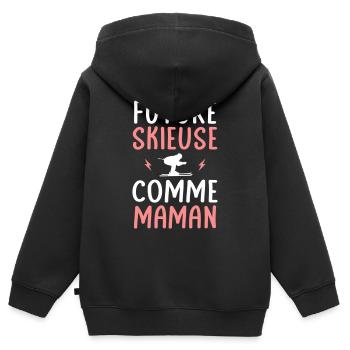 Future skieuse - Comme maman - Cadeau humour - Sweat Premium à capuche zippé enfant bio - noir - Dos - AI Model Kid Male (0cm)